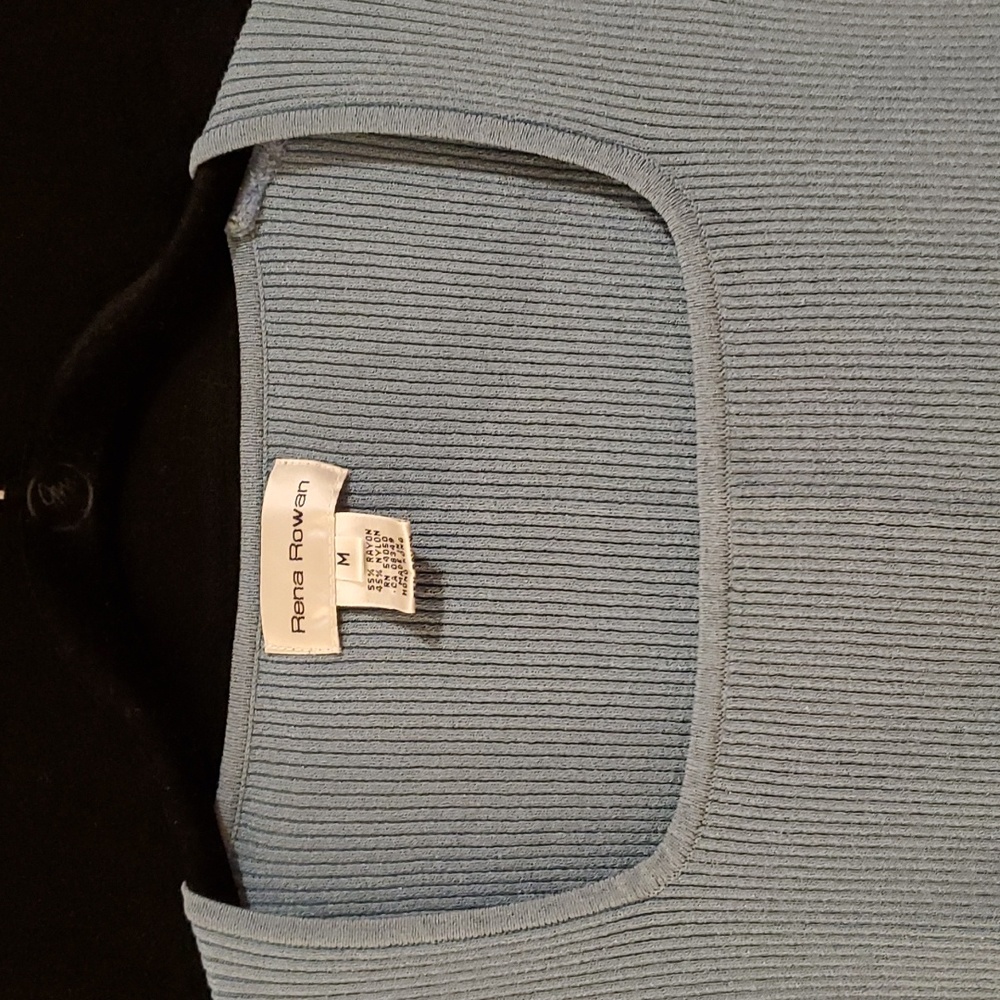 RENA ROWAN Square Neck Ribbed Sleeveless Shell/Top - Picture 2 of 7